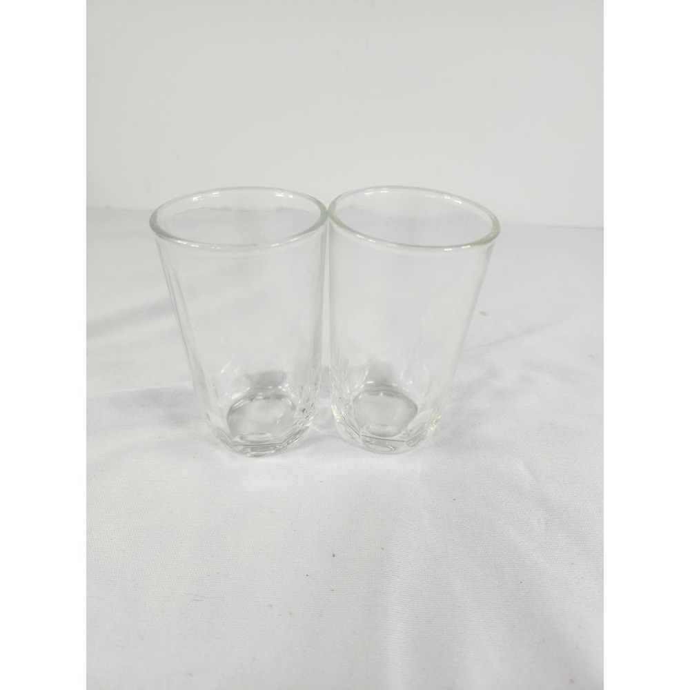 Set of 2 Clear‎ Glass Tapered Tumblers Faceted Base Juice Water Glasses 4 Inch